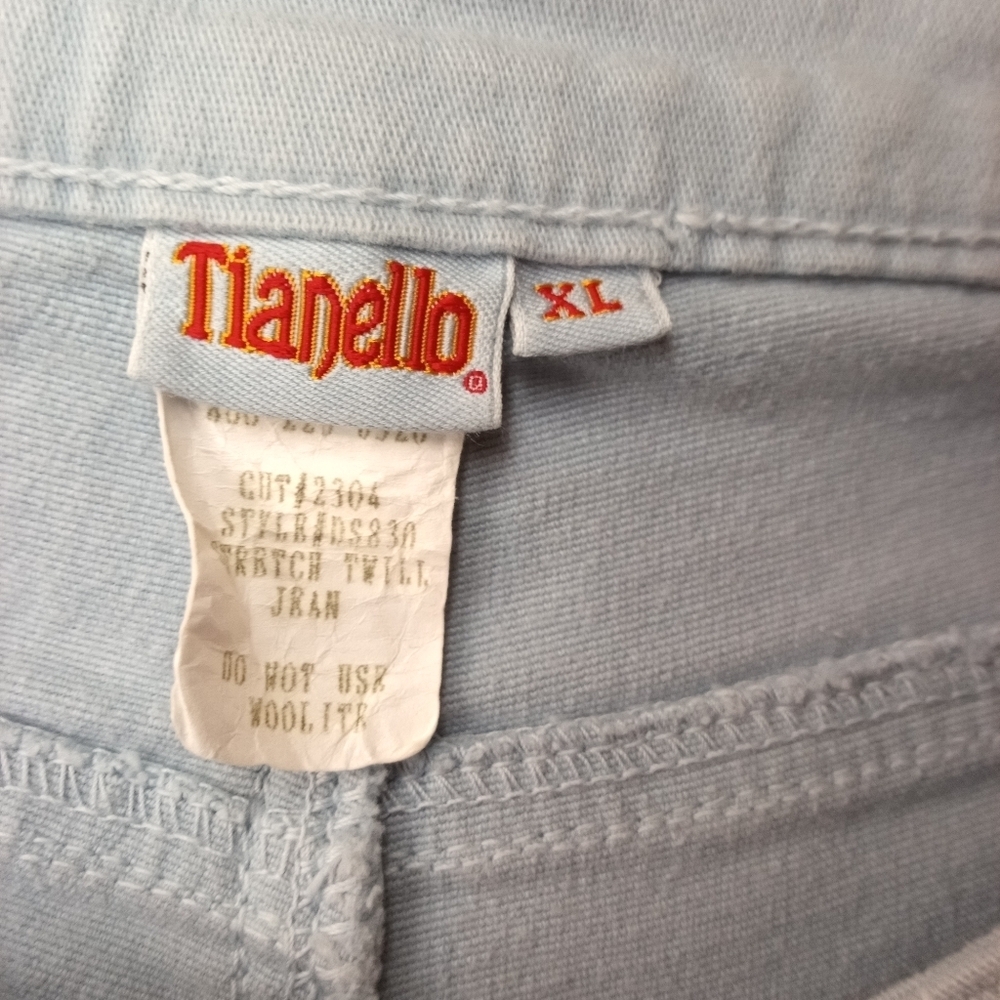 Tianello Vintage Women's Robin's Egg Blue stretch cotton high waist XL 32 In - Picture 4 of 9